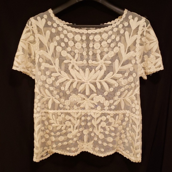 Zara Tops - ZARA COLLECTION Mesh and embroidered top